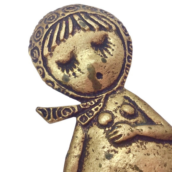 Vintage Burwood Style Gold Tone Wall Plaques – Cute Mid Century Modern Girl - Picture 5 of 15